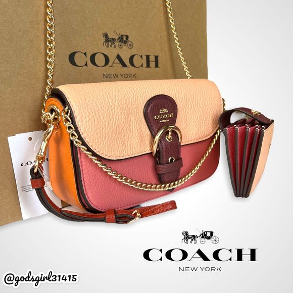 AUTHENTICATED Coach Kleo in Colorblock & Matching Card Case Faded Blush $426 - Picture 3 of 13